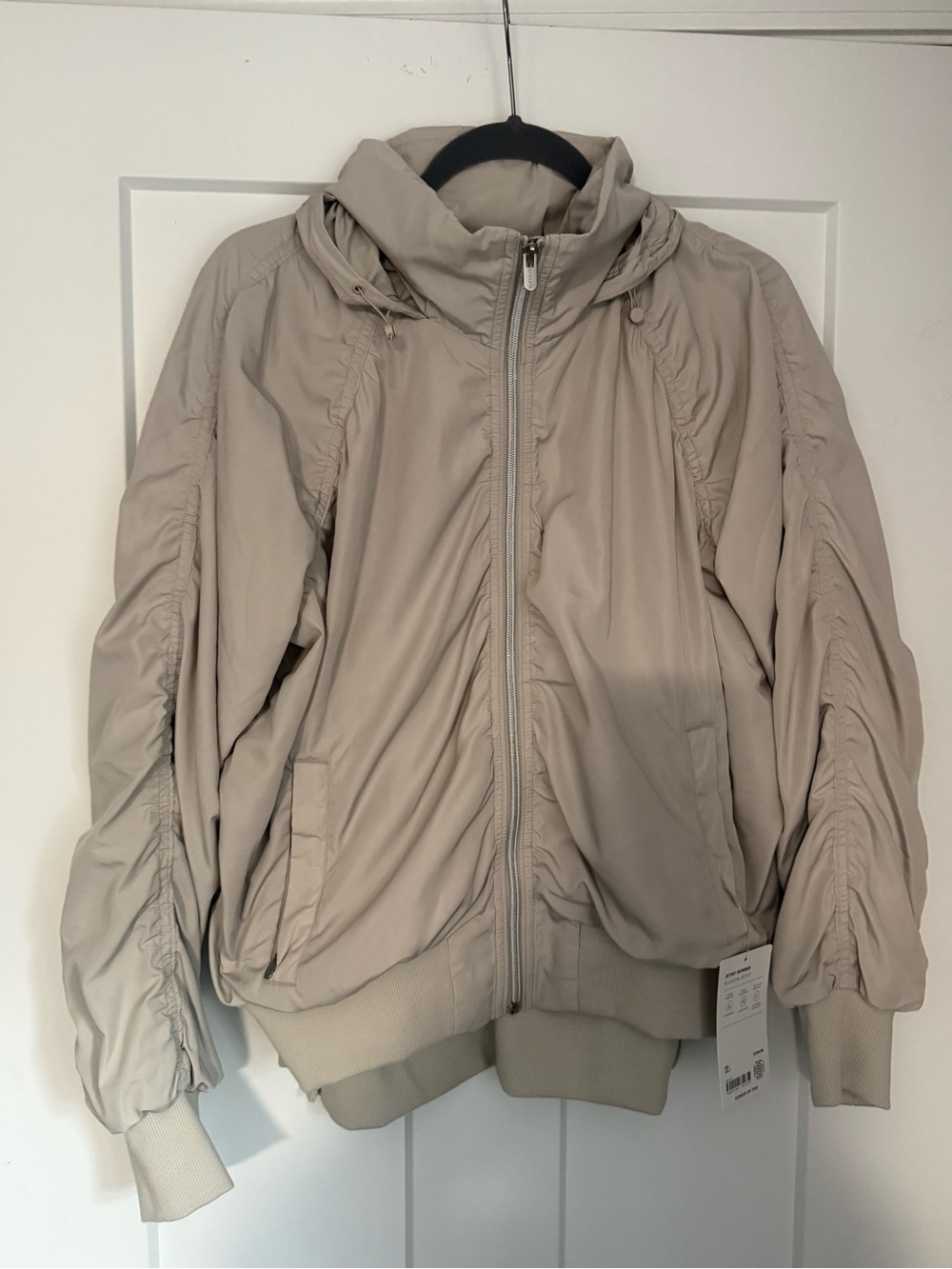 Athleta Jetset Bomber Jacket Abalone Grey Large NWT